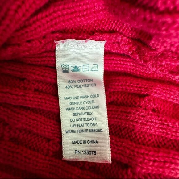 C Wonder Pink Pullover Sweater Cable Knit Long Sleeve SZ L - Picture 11 of 12